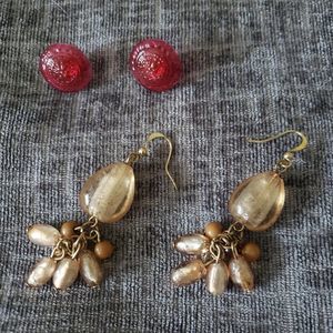 2 Pairs of Italian Glass Earrings